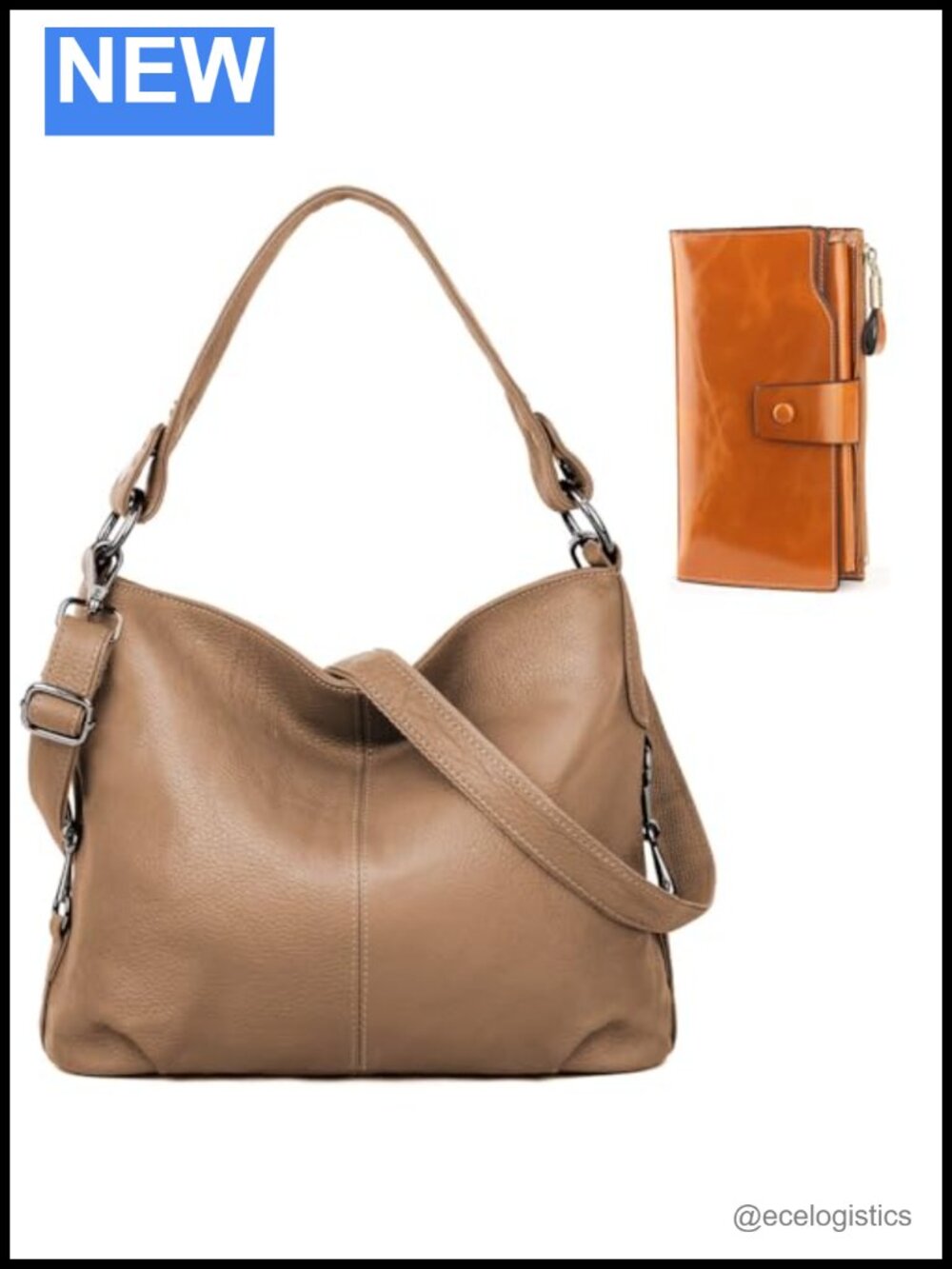Genuine Leather Handbag & RFID Wallet Bundle Shoulder Bag Hobo